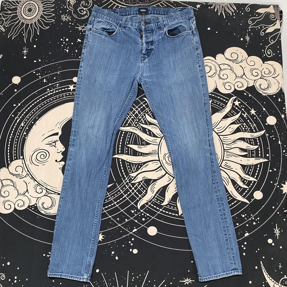 Hudson Skinny Jean Men 34x32 Blue Cotton Denim Sartor Slouchy Button-Fly Stretch